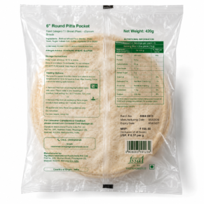 Fresh2Go 6 Inch Frozen Pita Pocket Round 6 Pieces Pack Back