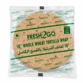 Fresh2Go 10 Inch Whole Wheat Frozen Tortilla Wrap Pack