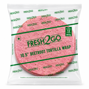 Fresh2Go 10.5 Inch Beetroot Tortilla Wrap 12 Pieces Frozen Pack