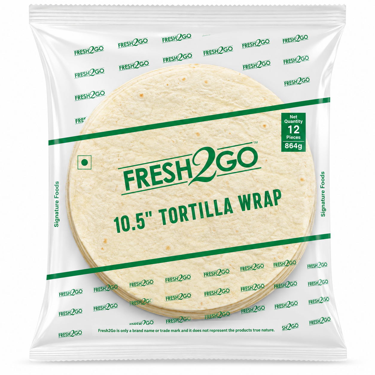Fresh2Go 10.5 Inch Tortilla Wrap 12 Pieces Frozen Pack