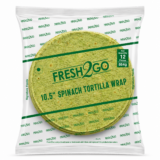 Fresh2Go 10.5 Inch Spinach Tortilla Wrap 12 Pieces Frozen Pack
