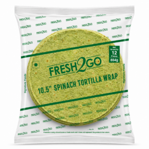 Fresh2Go 10.5 Inch Spinach Tortilla Wrap 12 Pieces Frozen Pack