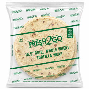 Fresh2Go 10.5 Inch Grilled Whole Wheat Tortilla Wrap 12 Pieces Frozen Pack
