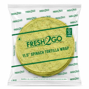Fresh2Go 11.5 Inch Spinach Tortilla Wrap 12 Pieces Frozen Pack