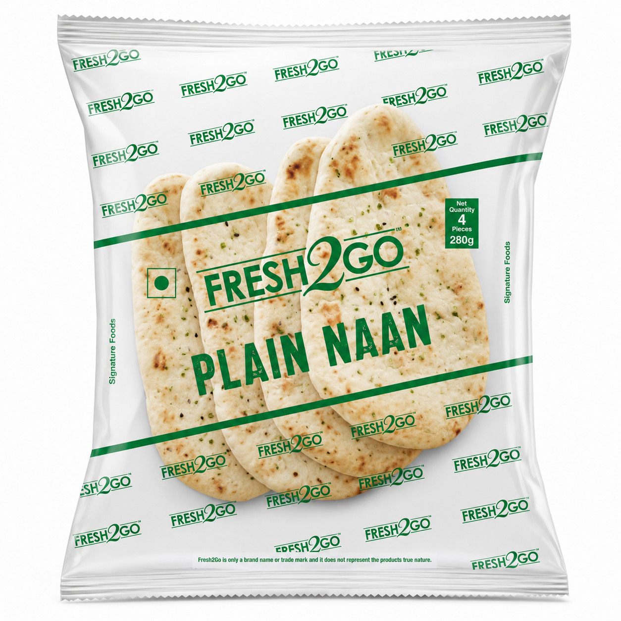 Fresh2Go Frozen Plain Naan 4 Pieces Pack