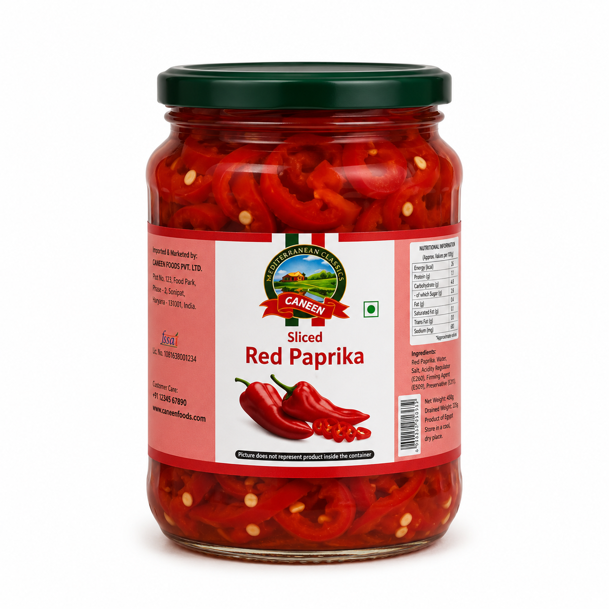 Caneen Red Paprika Slices 680g Glass Bottle
