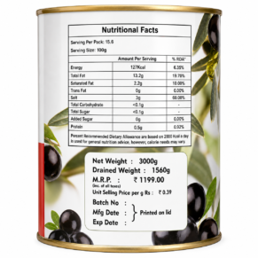 Caneen Black Olive Slices 3kg Can Back