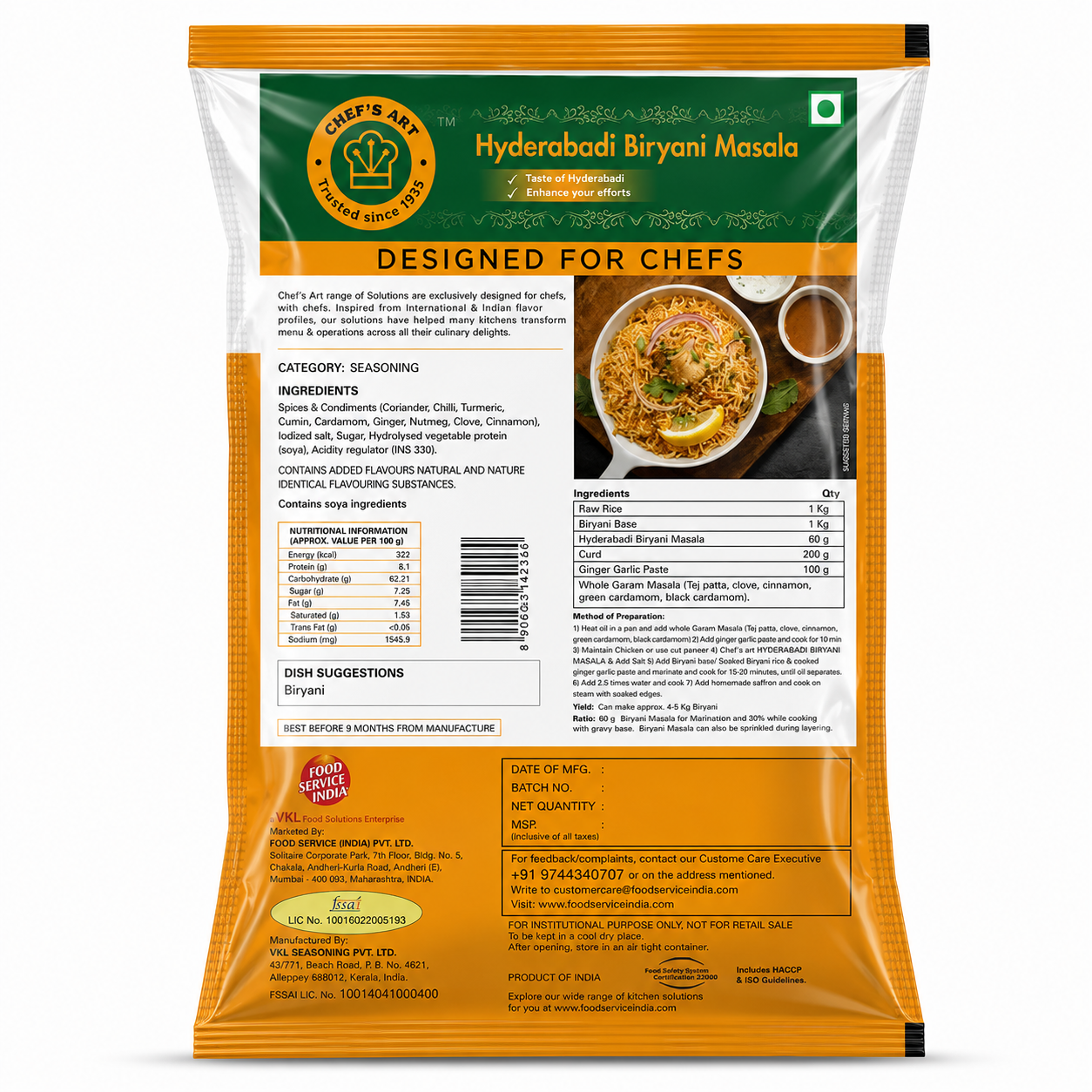Chefsart Hyderabadi Biryani Masala 500g Pack