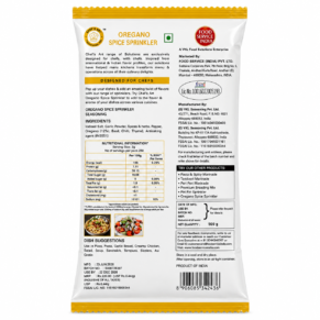 Chefsart Oregano Spice Sprinkler 500g Pack back