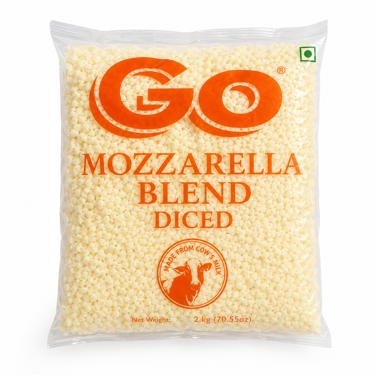 Go Mozzarella Blend Cheese Diced 2kg Pack