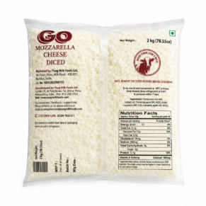 Go Mozzarella Cheese Diced 2kg Pack Back