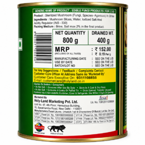 Golden Crown Sliced Mushrooms 800g Can Back
