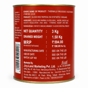 Golden Crown Red Paprika Slices 3kg Can Back