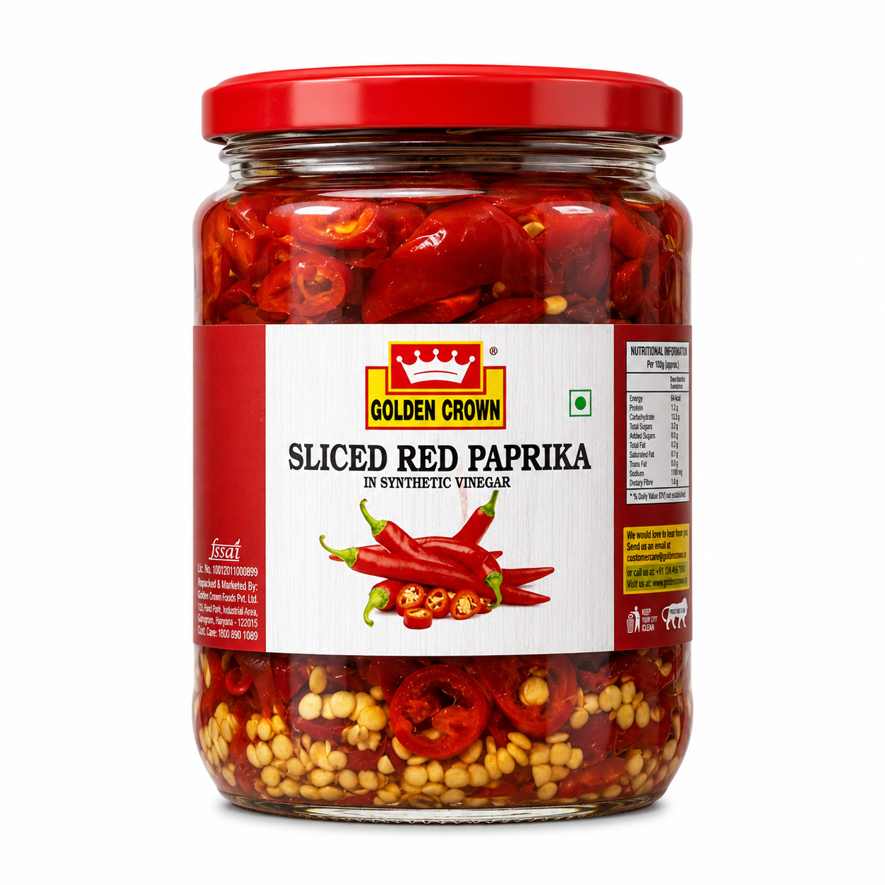 Golden Crown Red Paprika Slices 680g Glass Bottle