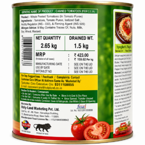 Golden Crown Whole Peeled Tomatoes 2.65kg Can Back