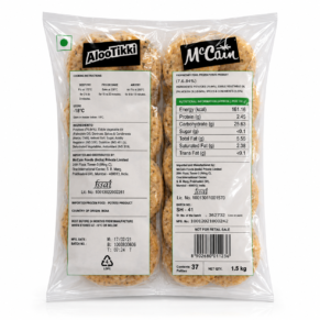 McCain Aloo Tikki 1.5kg Frozen Pack Back