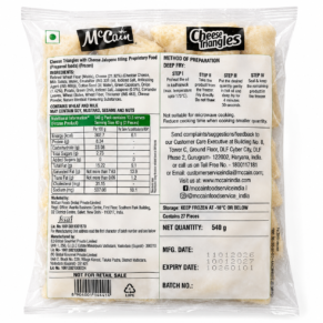 McCain Cheese Triangles with Cheese Jalapeño Filling 540g Pack Back