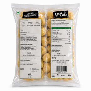 McCain Potato Cheese Shotz 1kg Frozen Pack Back