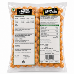 McCain Chilli Garlic Potato Pops 1.5kg Frozen Pack Back