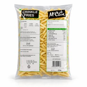 McCain Crinkle Fries 9mm 2.5kg Frozen Pack Back