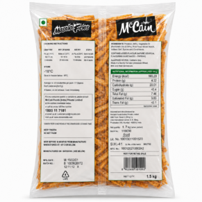 McCain Masala Fries 1.5kg Frozen Pack Back